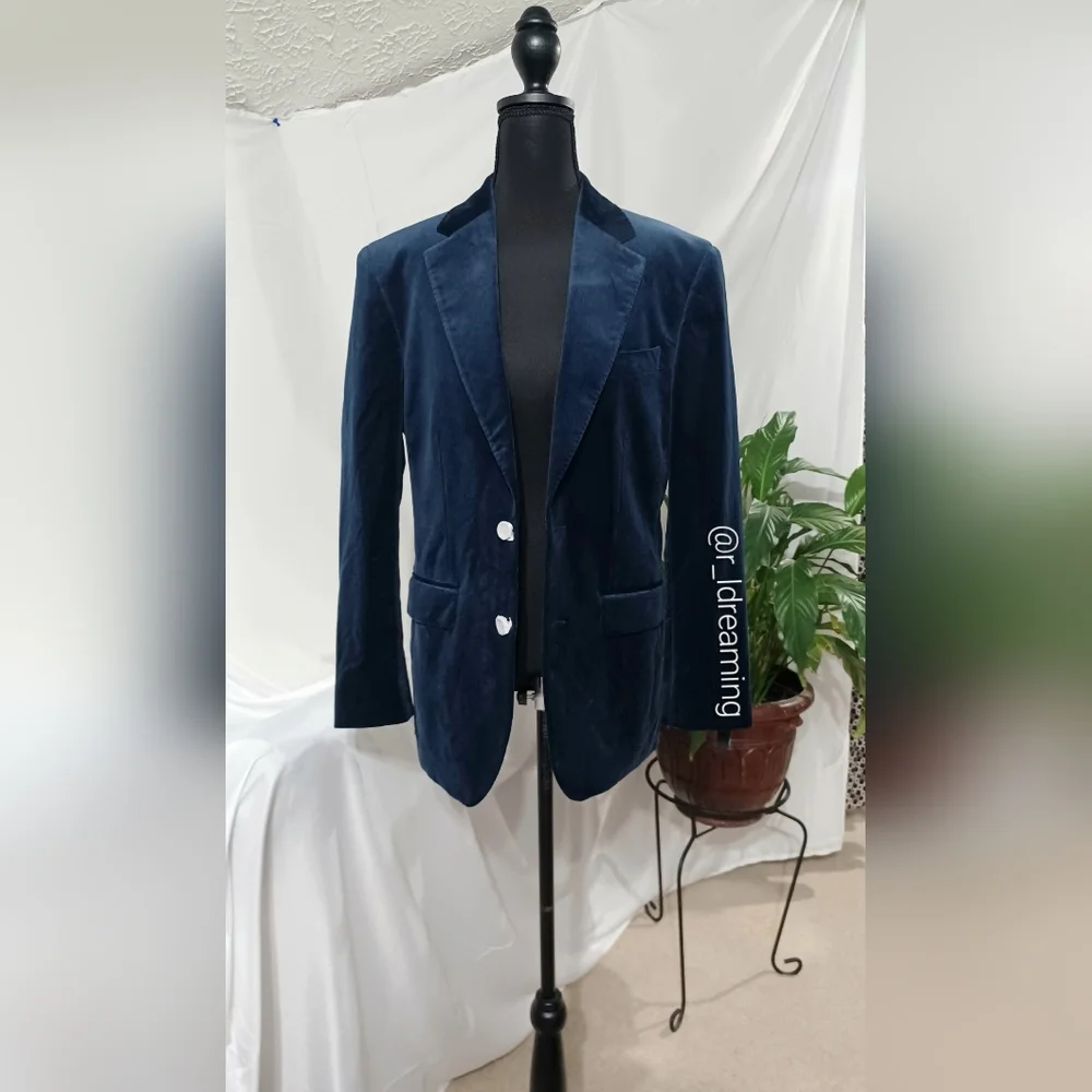 NWT Banana Republic Horizon Blue Men's Deep Blue Velvet Blazer Size 36R